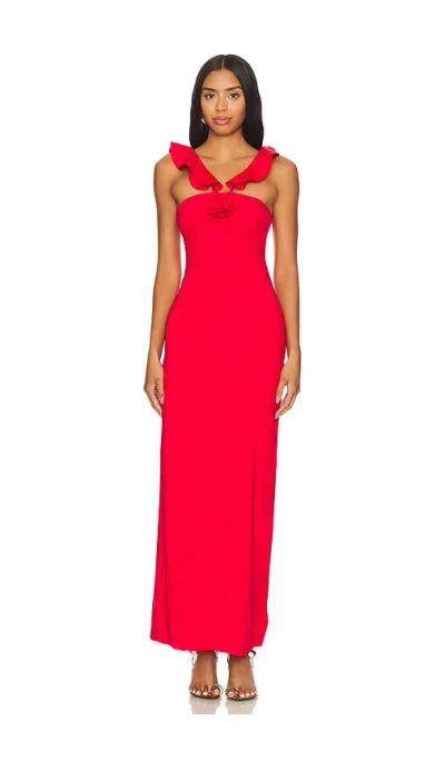 Maygel Coronel Sortilegio Ruffled Jersey Maxi Dress In Red