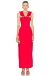 Maygel Coronel Sortilegio Ruffled Jersey Maxi Dress In Red