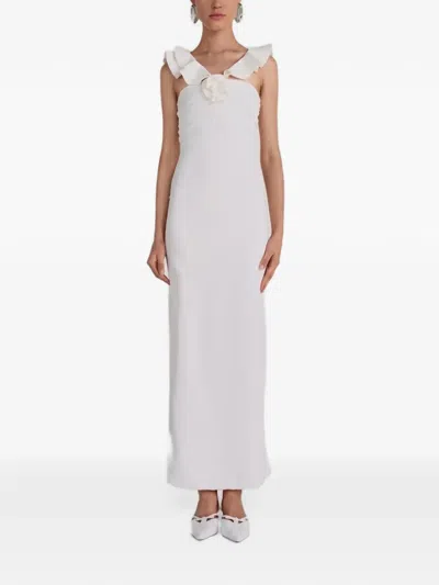 Maygel Coronel Sortillegio Ruffled Flower-detail Maxi Dress In White