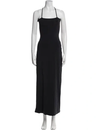Pre-owned Maygel Coronel Square Neckline Long Dress In Black