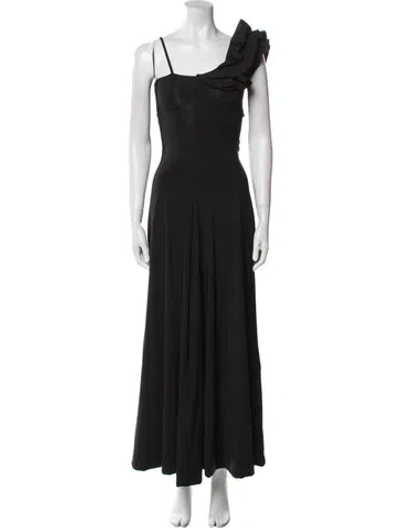Pre-owned Maygel Coronel Square Neckline Long Dress In Black