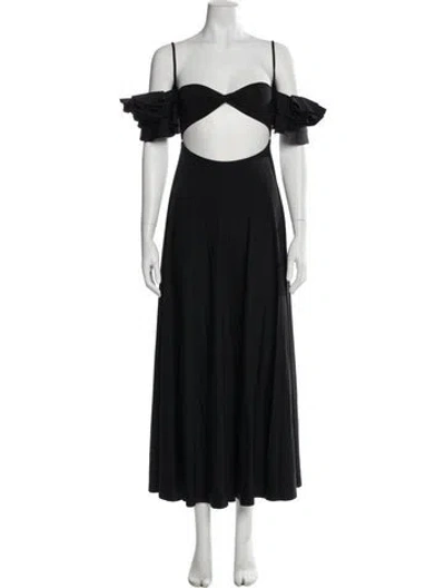 Pre-owned Maygel Coronel Square Neckline Long Dress In Black