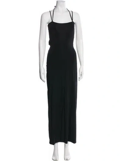 Pre-owned Maygel Coronel Square Neckline Long Dress In Black