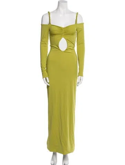 Pre-owned Maygel Coronel Square Neckline Long Dress In Green