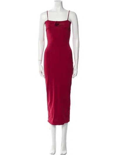 Pre-owned Maygel Coronel Square Neckline Long Dress In Red