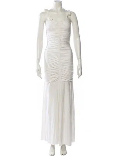 Pre-owned Maygel Coronel Square Neckline Long Dress In White