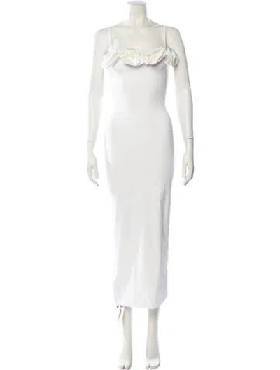 Pre-owned Maygel Coronel Square Neckline Long Dress In White