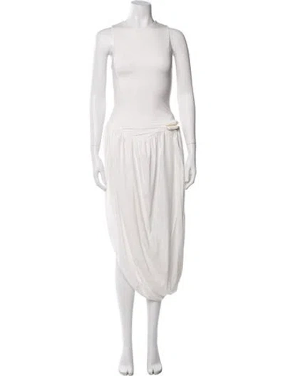 Pre-owned Maygel Coronel Square Neckline Long Dress In White