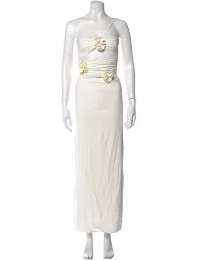 Pre-owned Maygel Coronel Square Neckline Long Dress In White
