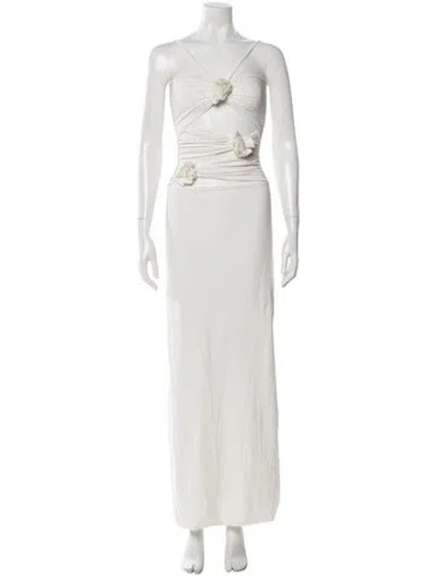 Pre-owned Maygel Coronel Square Neckline Long Dress In White