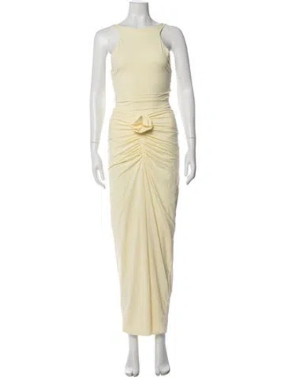 Pre-owned Maygel Coronel Square Neckline Long Dress In Yellow