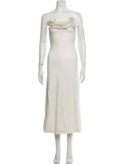Pre-owned Maygel Coronel Square Neckline Midi Length Dress In Neutrals