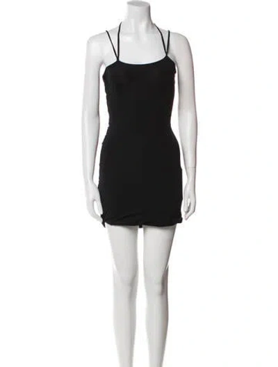 Pre-owned Maygel Coronel Square Neckline Mini Dress In Black