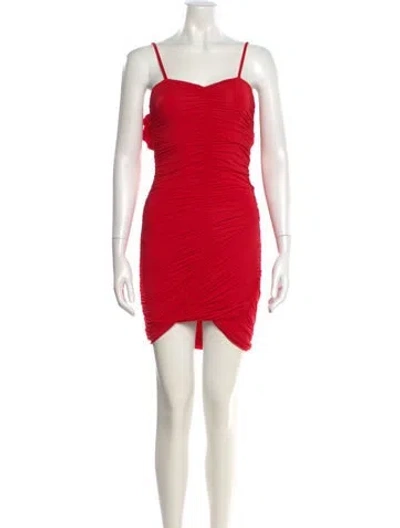 Pre-owned Maygel Coronel Square Neckline Mini Dress In Red