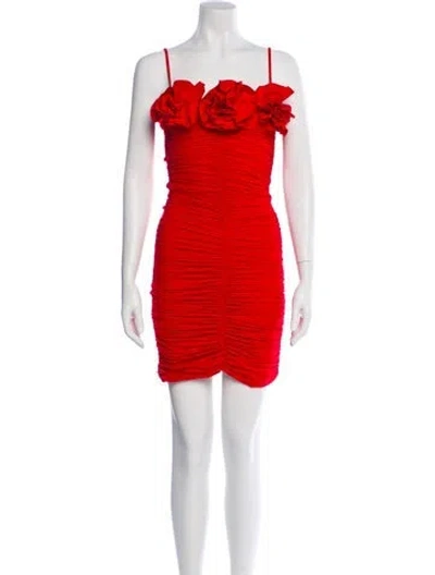 Pre-owned Maygel Coronel Square Neckline Mini Dress In Red
