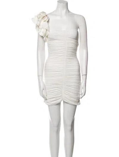 Pre-owned Maygel Coronel Square Neckline Mini Dress In White