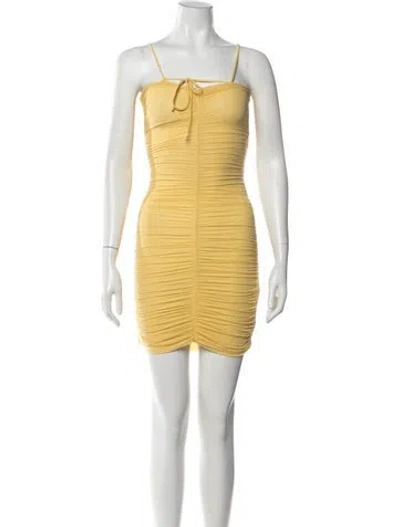 Pre-owned Maygel Coronel Square Neckline Mini Dress In Yellow