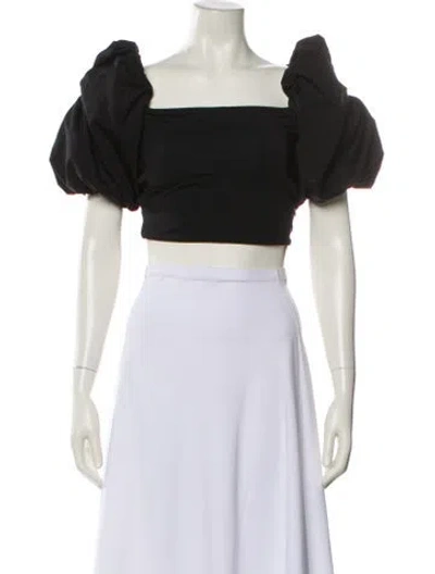 Pre-owned Maygel Coronel Square Neckline Short Sleeve Crop Top In Black