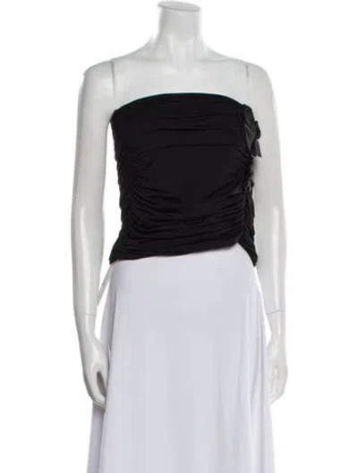 Pre-owned Maygel Coronel Strapless Crop Top In Black