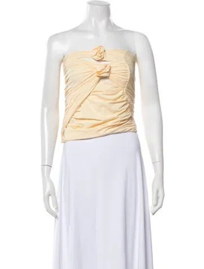 Pre-owned Maygel Coronel Strapless Crop Top W/ Tags In Yellow