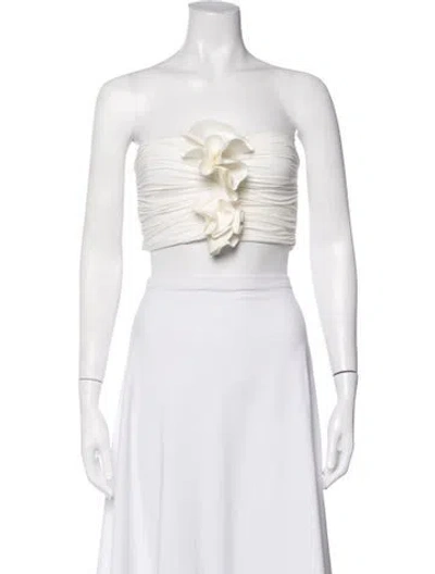 Pre-owned Maygel Coronel Strapless Crop Top In White
