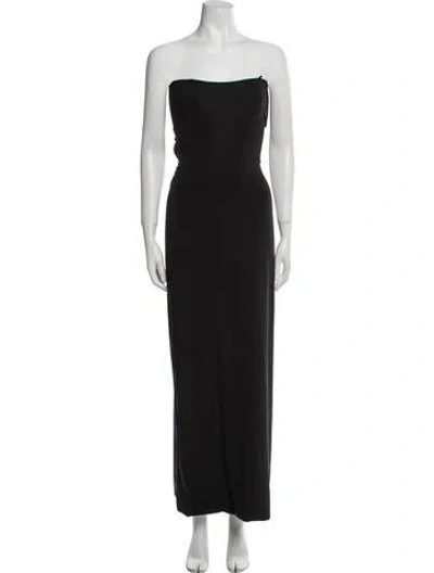 Pre-owned Maygel Coronel Strapless Long Dress In Black