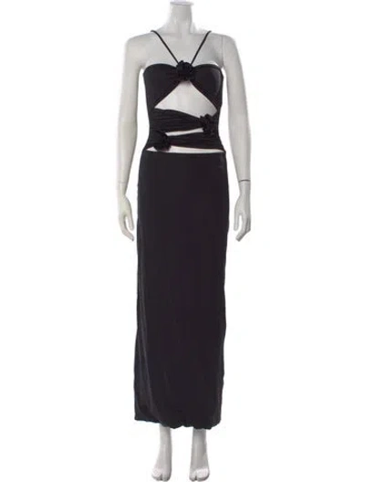 Pre-owned Maygel Coronel Strapless Long Dress In Black