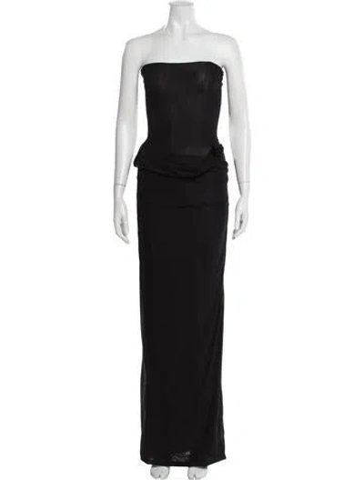 Pre-owned Maygel Coronel Strapless Long Dress In Black