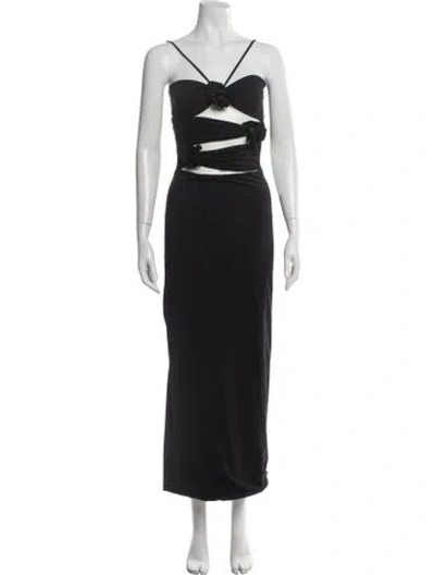 Pre-owned Maygel Coronel Strapless Long Dress In Black
