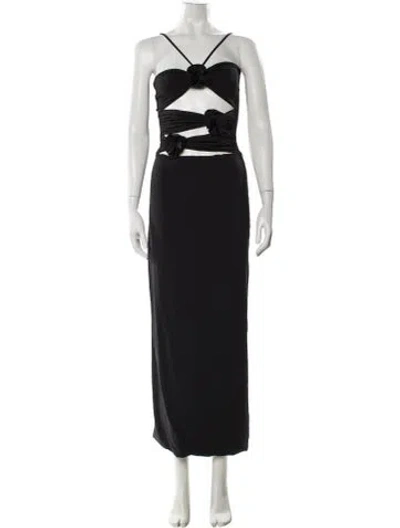 Pre-owned Maygel Coronel Strapless Long Dress In Black