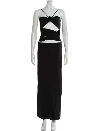 Pre-owned Maygel Coronel Strapless Long Dress In Black