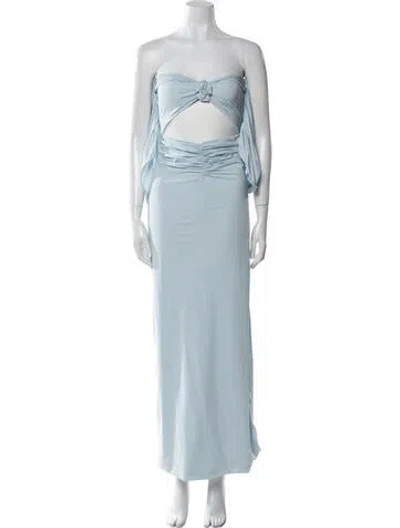 Pre-owned Maygel Coronel Strapless Long Dress In Blue