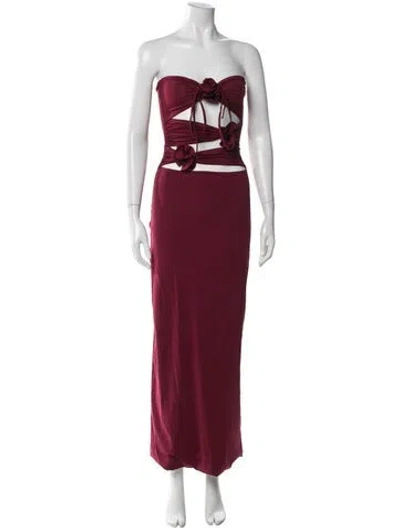Pre-owned Maygel Coronel Strapless Long Dress In Burgundy