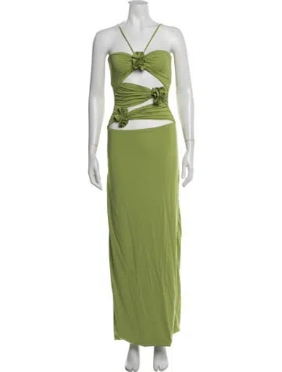 Pre-owned Maygel Coronel Strapless Long Dress In Green