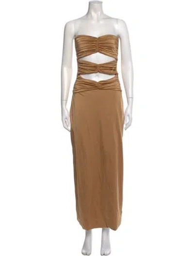 Pre-owned Maygel Coronel Strapless Long Dress In Neutral