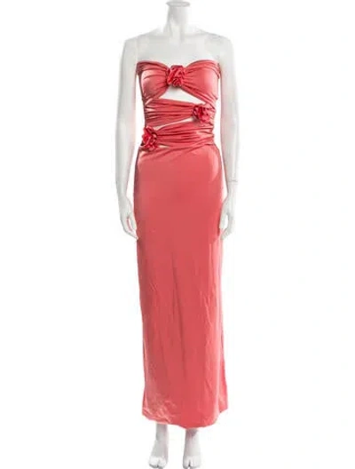 Pre-owned Maygel Coronel Strapless Long Dress In Pink