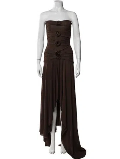 Pre-owned Maygel Coronel Strapless Long Dress W/ Tags In Brown
