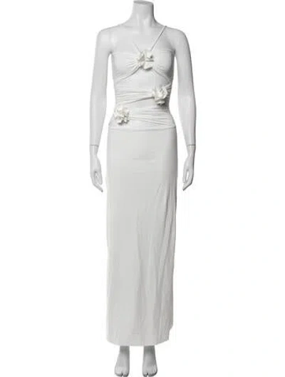Pre-owned Maygel Coronel Strapless Long Dress W/ Tags In White