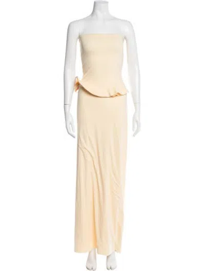 Pre-owned Maygel Coronel Strapless Long Dress W/ Tags In Yellow