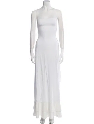 Pre-owned Maygel Coronel Strapless Long Dress In White