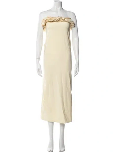 Pre-owned Maygel Coronel Strapless Long Dress In Yellow