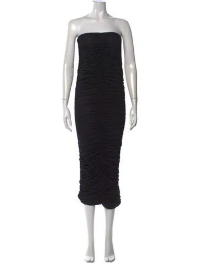 Pre-owned Maygel Coronel Strapless Midi Length Dress In Black