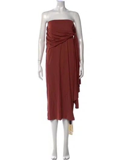 Pre-owned Maygel Coronel Strapless Midi Length Dress W/ Tags In Red