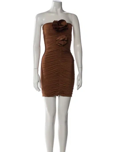 Pre-owned Maygel Coronel Strapless Mini Dress In Brown