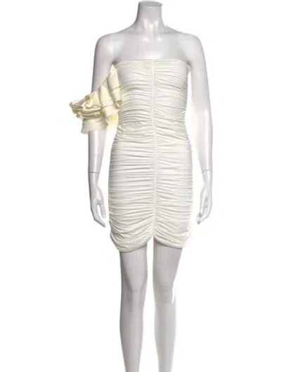 Pre-owned Maygel Coronel Strapless Mini Dress In White