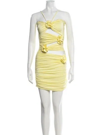 Pre-owned Maygel Coronel Strapless Mini Dress In Yellow