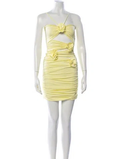 Pre-owned Maygel Coronel Strapless Mini Dress In Yellow
