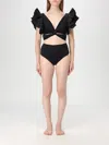Maygel Coronel Ruffled V-neck Swimsuit In 黑色