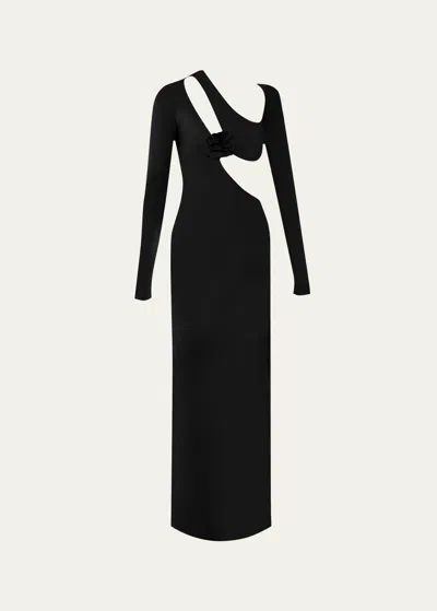 Maygel Coronel Tanaro Rosette Cutout Maxi Dress In Black