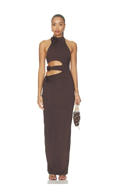 Maygel Coronel Tempus Maxi Dress In 哈瓦那雪茄